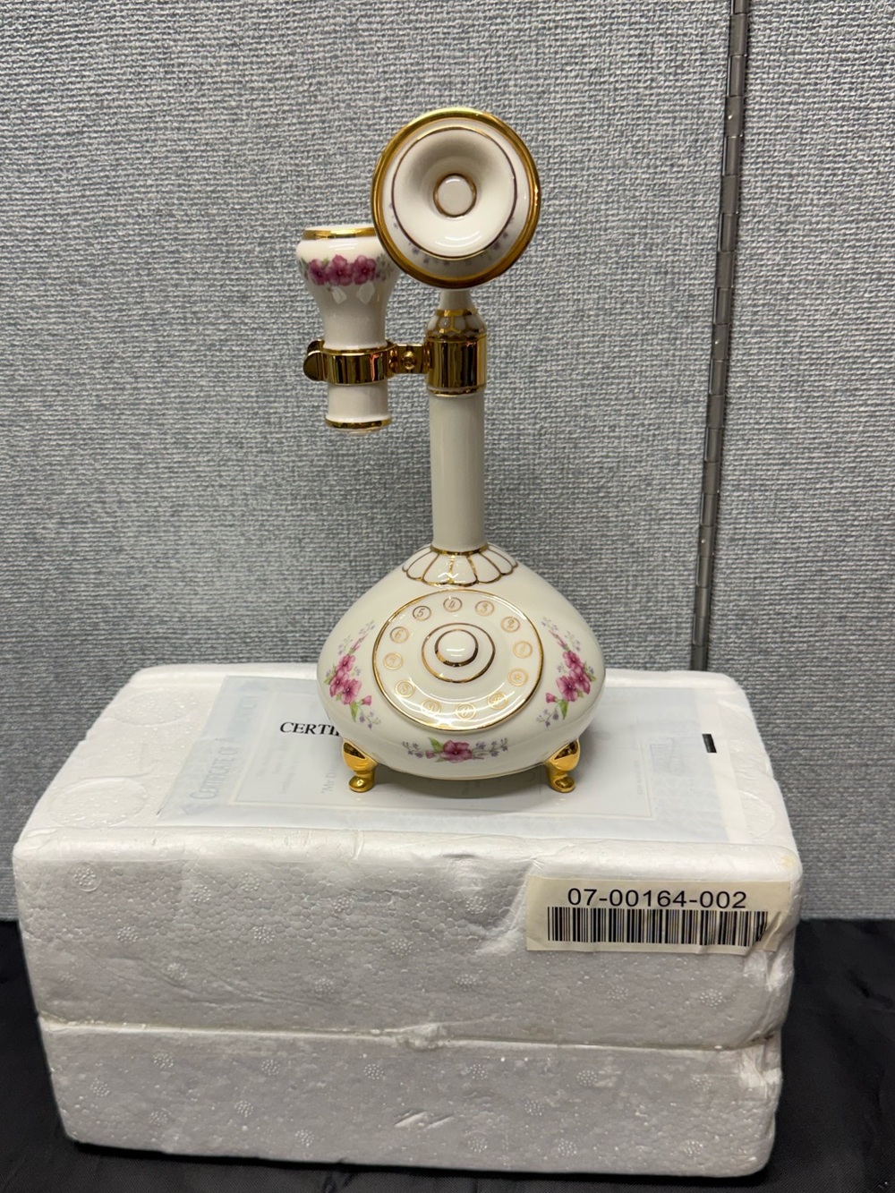Porcelain Floral Candlestick-Style Decorative Accent (White with Pink Roses)